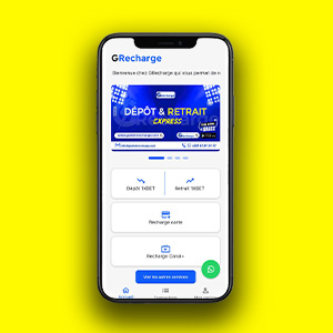 image réalisation de TwoF Technologies App Mobile G-Recharge